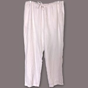 Orvis Womens Pants Sz M White Linen Lining High‎ Rise Drawstring Elastic Coastal